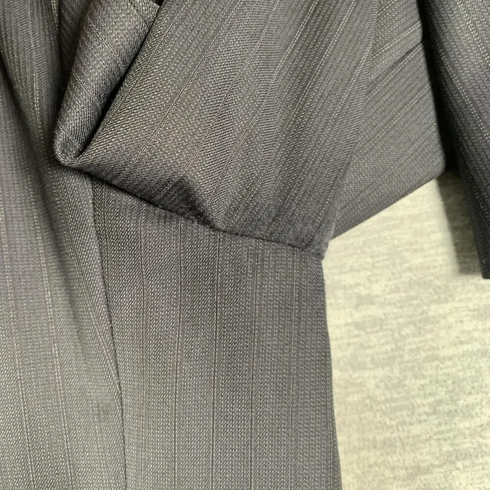 Canali Suit Jacket Mens 56R Gray Pinstripe Wool Super 120s Made Italy Saks Fifth
